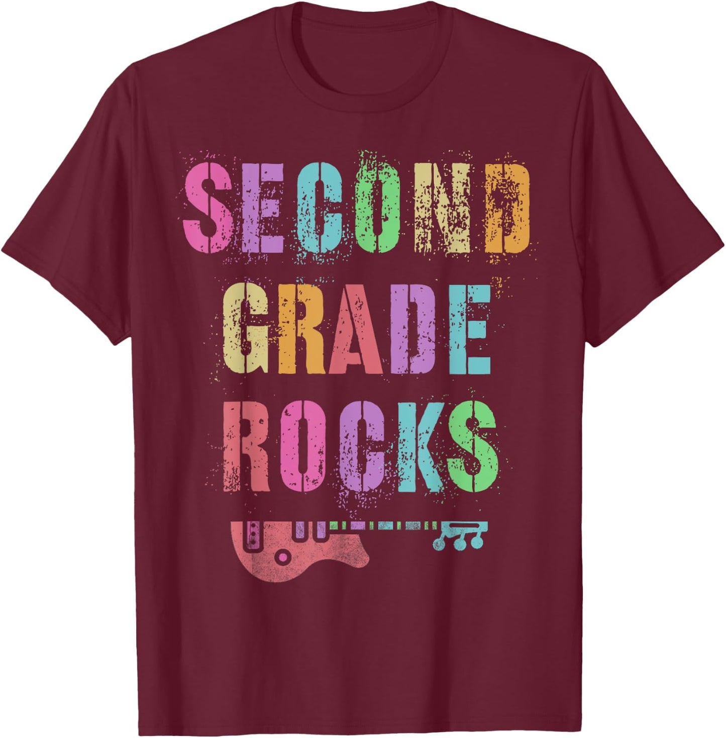 SECOND GRADE ROCKS Teacher Ready To Team 2nd Grader Rockstar T-Shirt - T-Shirt | Maroon