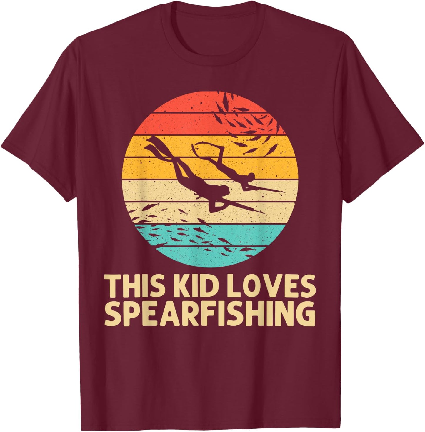 Cool Spearfishing For Kids Boys Ocean Diving Spear Fishing T-Shirt - T-Shirt | Maroon