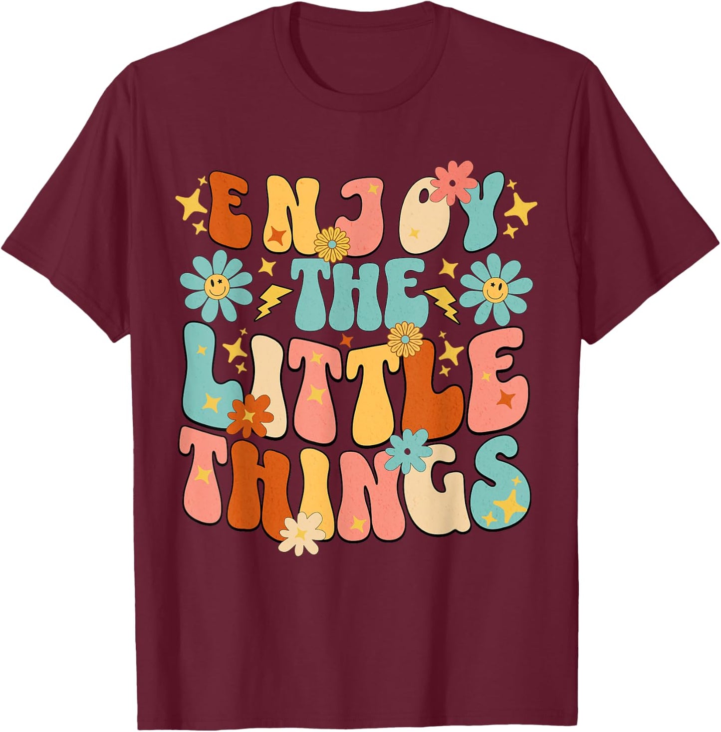 Genießen Sie The Little Things Positive Sprüche Groovy Retro Damen T-Shirt - T-Shirt | Maroon