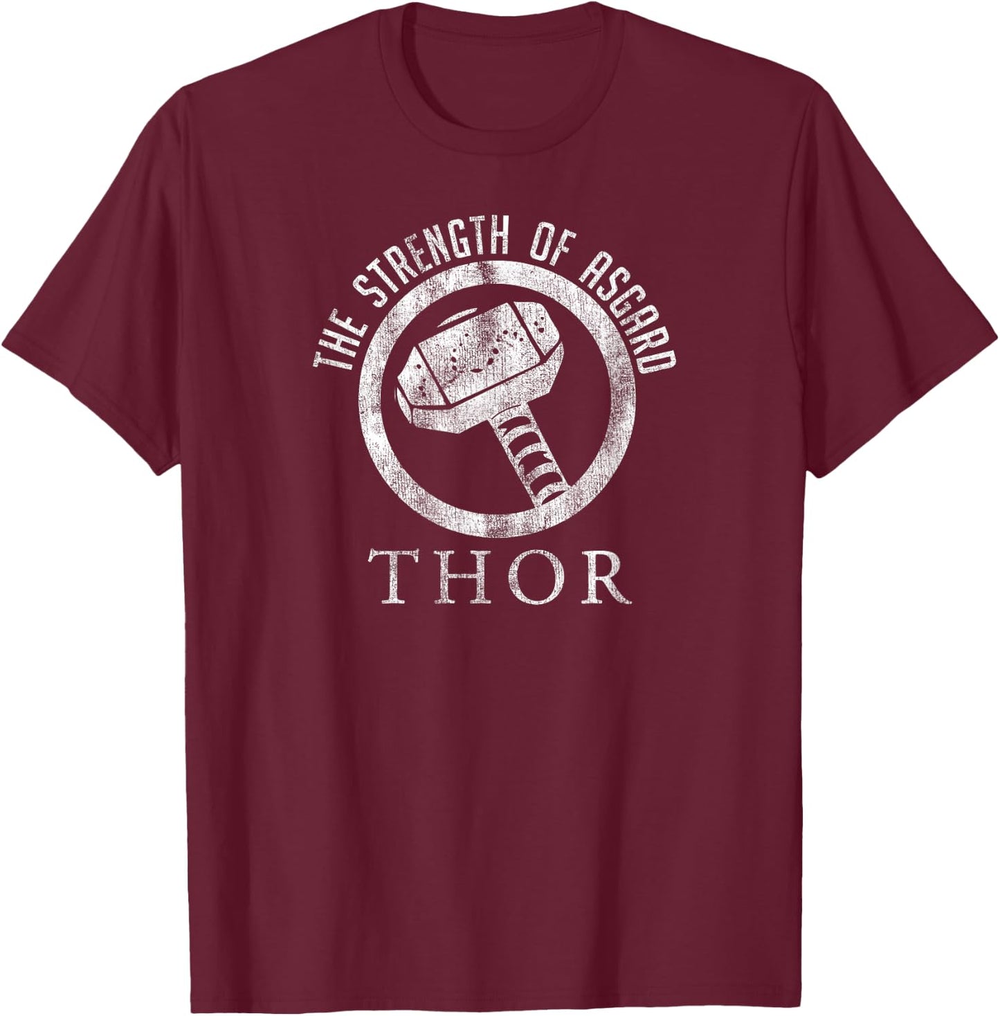 Marvel Thor The Strength Of Asgard Hammer Stamp T-Shirt - T-Shirt | Maroon