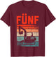 Children's Digger 5 Years | Construction Site | 5th Birthday Boy Digger , black, 80 T-Shirt - T-Shirt | Maroon