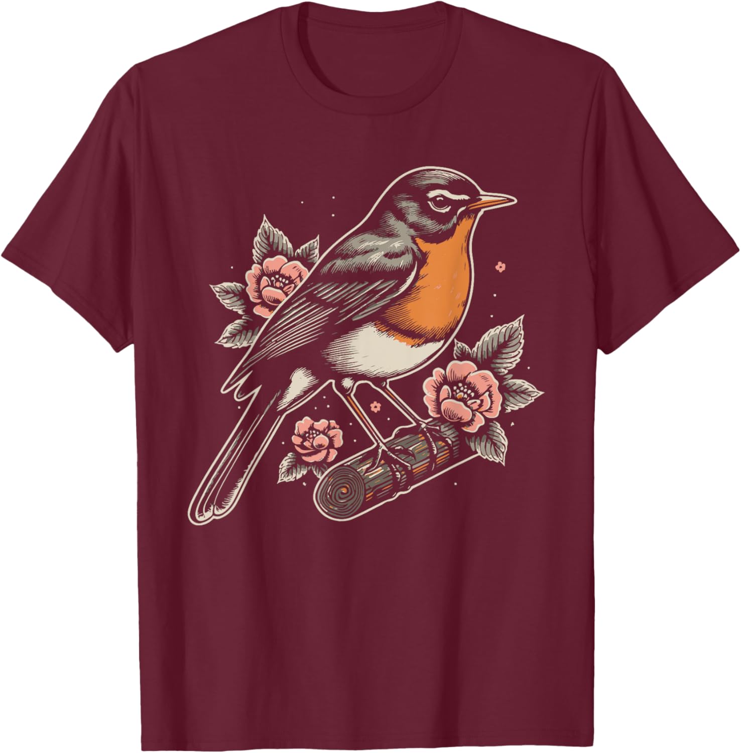 American Robin Vintage T-Shirt - T-Shirt | Maroon