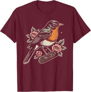 American Robin Vintage T-Shirt - T-Shirt | Maroon