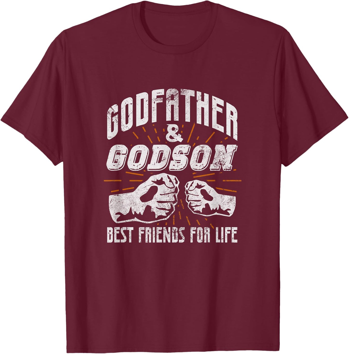 Godfather Godson Bestfriends For Life Matching Distressed T-Shirt - T-Shirt | Maroon