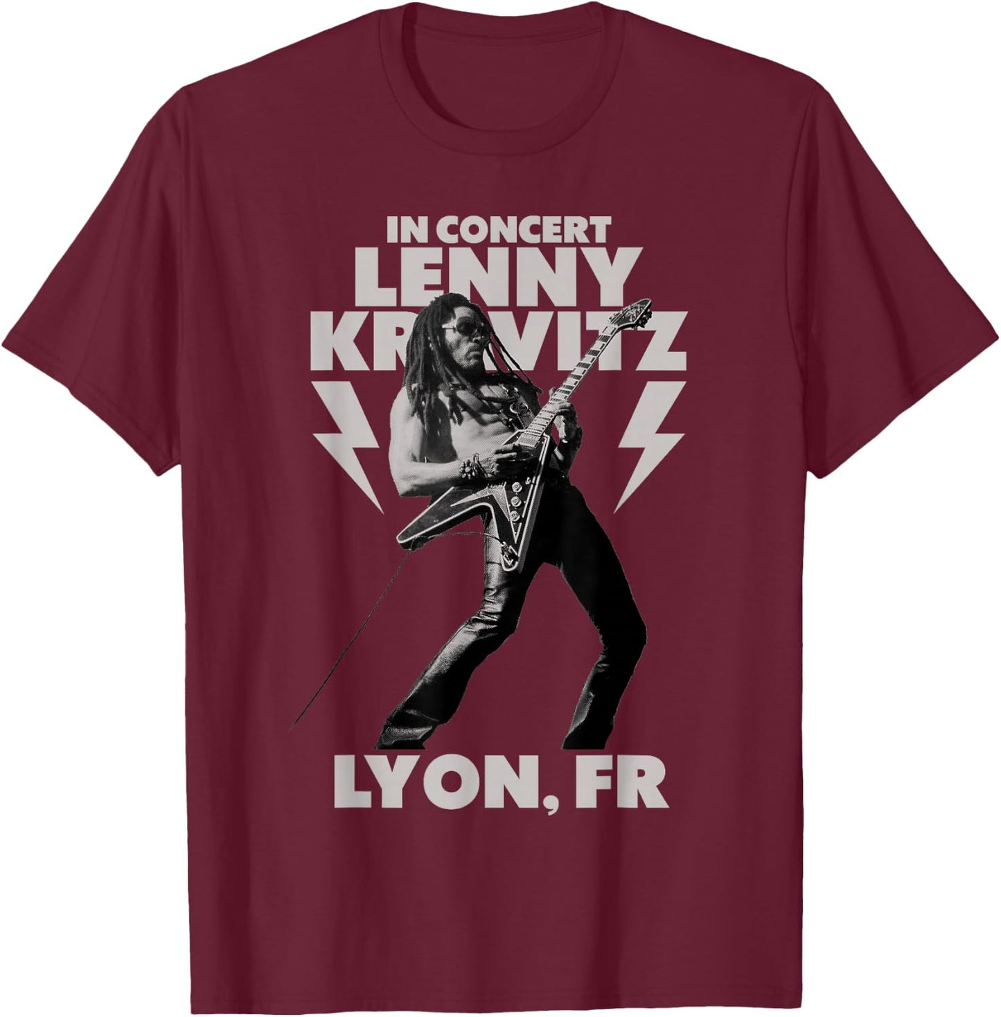 Lenny Kravitz – Blue Electric Light Tour 2025 Lyon , Black, S T-Shirt - T-Shirt | Maroon