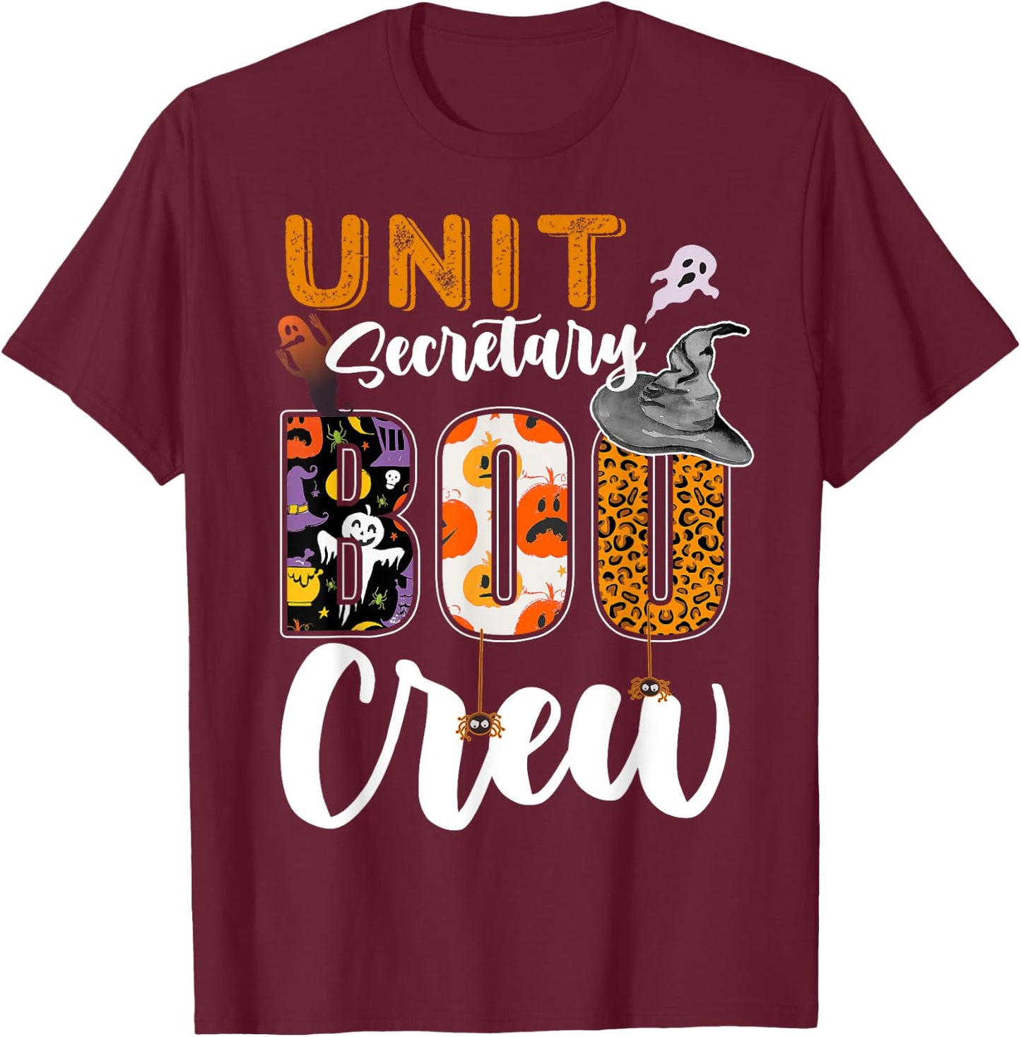Unit Secretary Boo Crew Halloween Matching Hospital T-Shirt - T-Shirt | Maroon