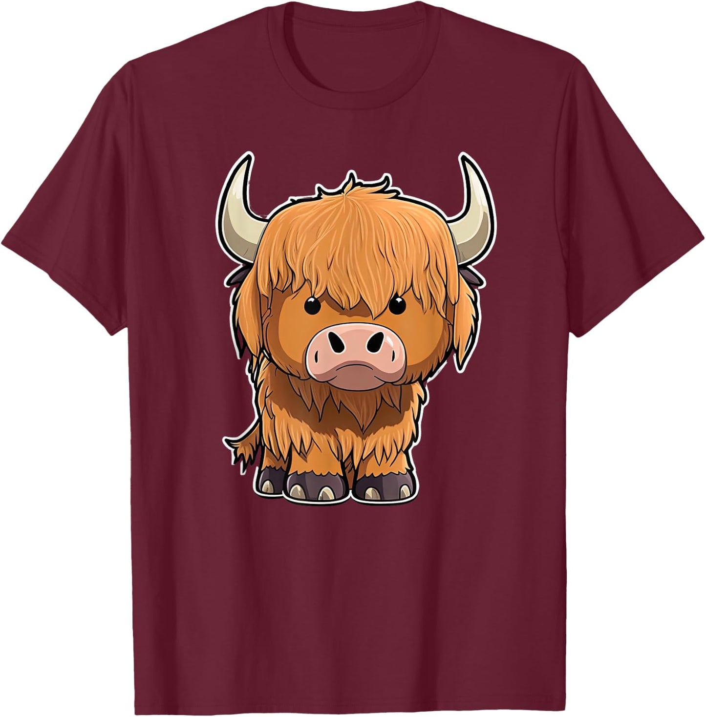 grumpy Scottish Highland Cow Cattle Hairy Cow Woman kids T-Shirt - T-Shirt | Maroon