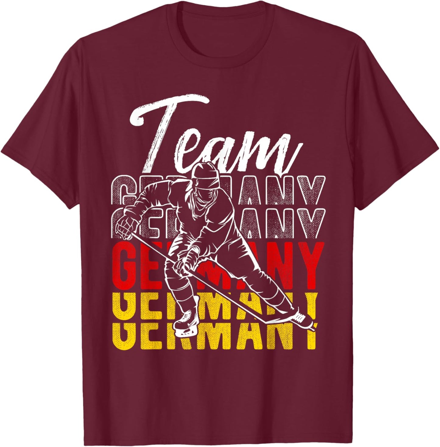 Team Germany German Team Sport Ice Hockey Player Tra , black T-Shirt - T-Shirt | Maroon