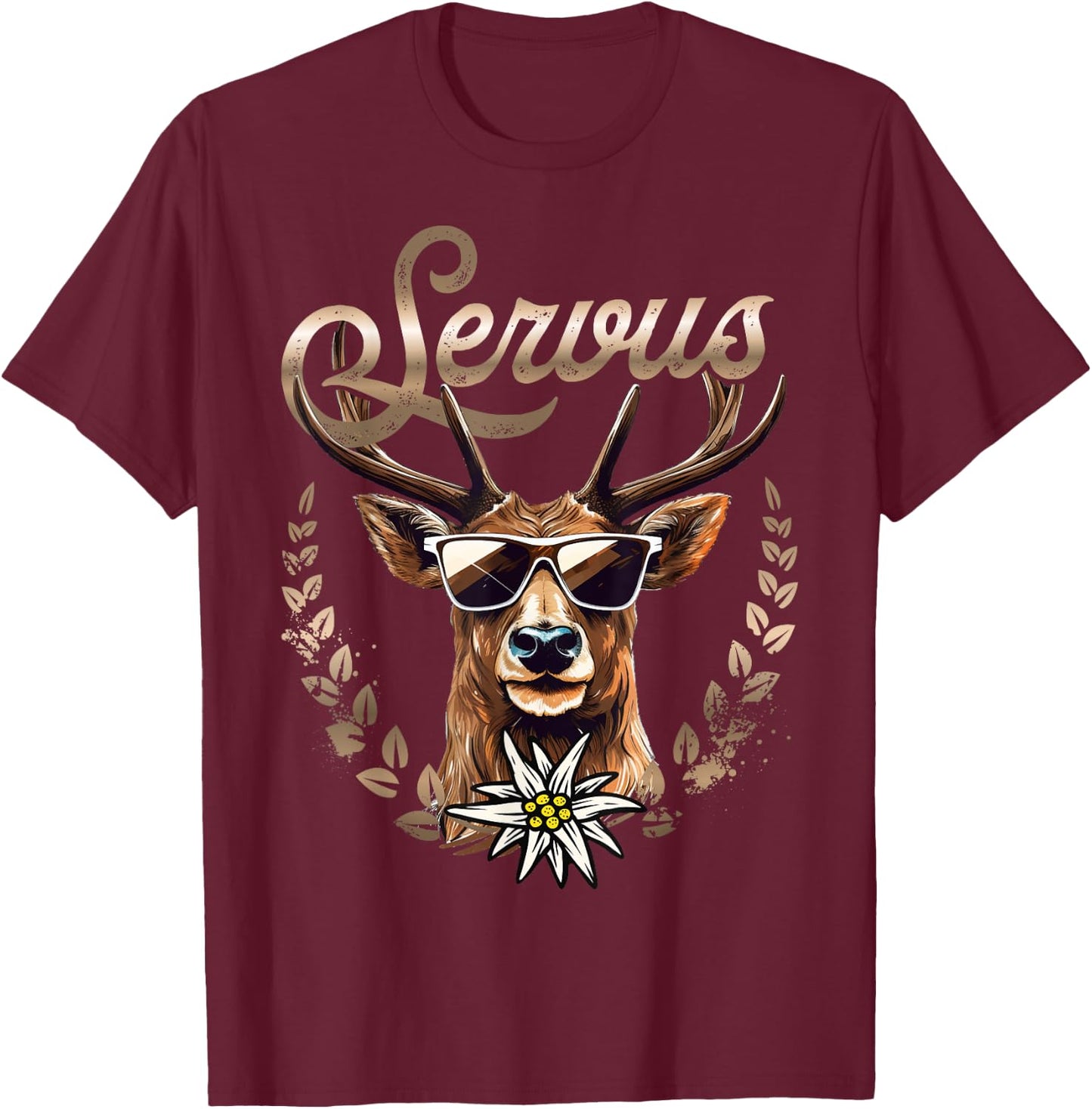 Traditional Men's Costume Shirt Women's Deer Servus , black T-Shirt - T-Shirt | Maroon