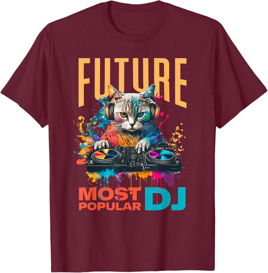 Future Most Popular DJ, Beginner And Child DJ , Black, S T-Shirt - T-Shirt | Maroon