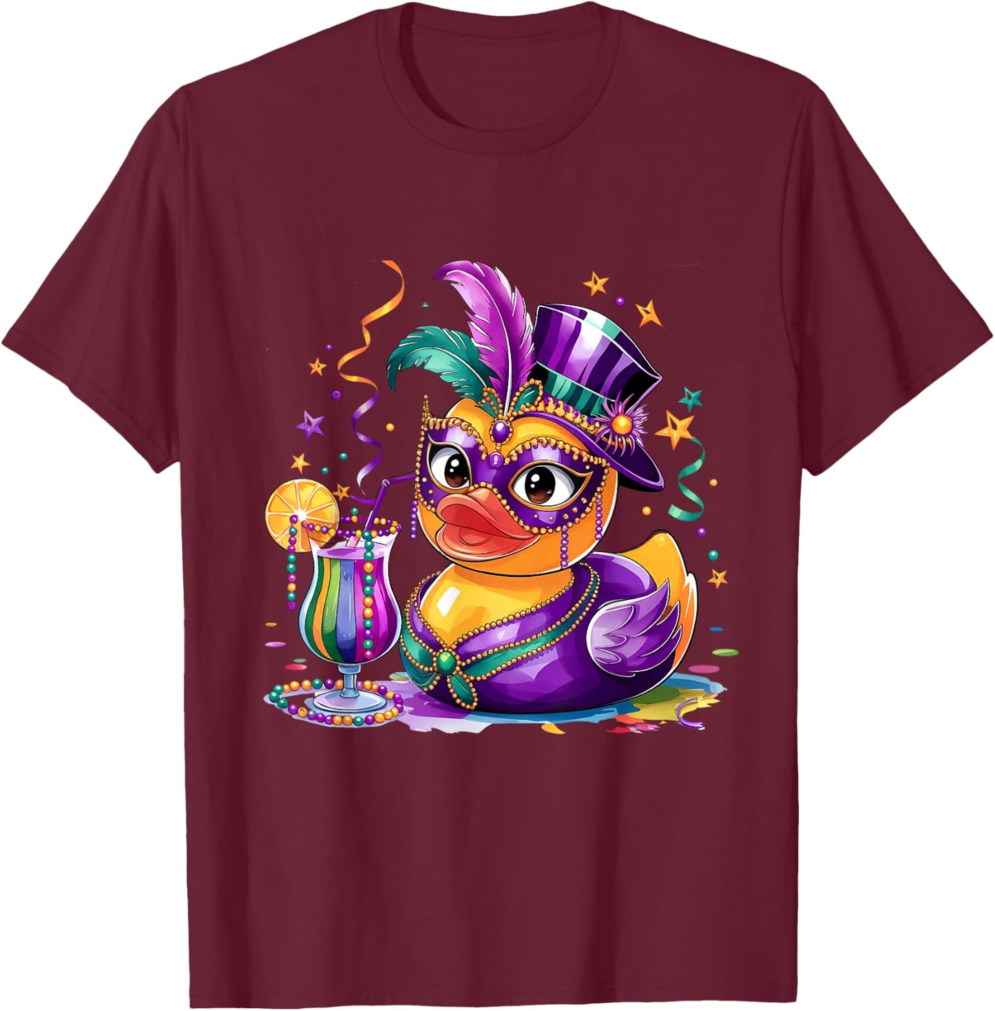 Mardi Gras Rubber Duck Costume Louisiana Mardi Gras Carnival T-Shirt - T-Shirt | Maroon