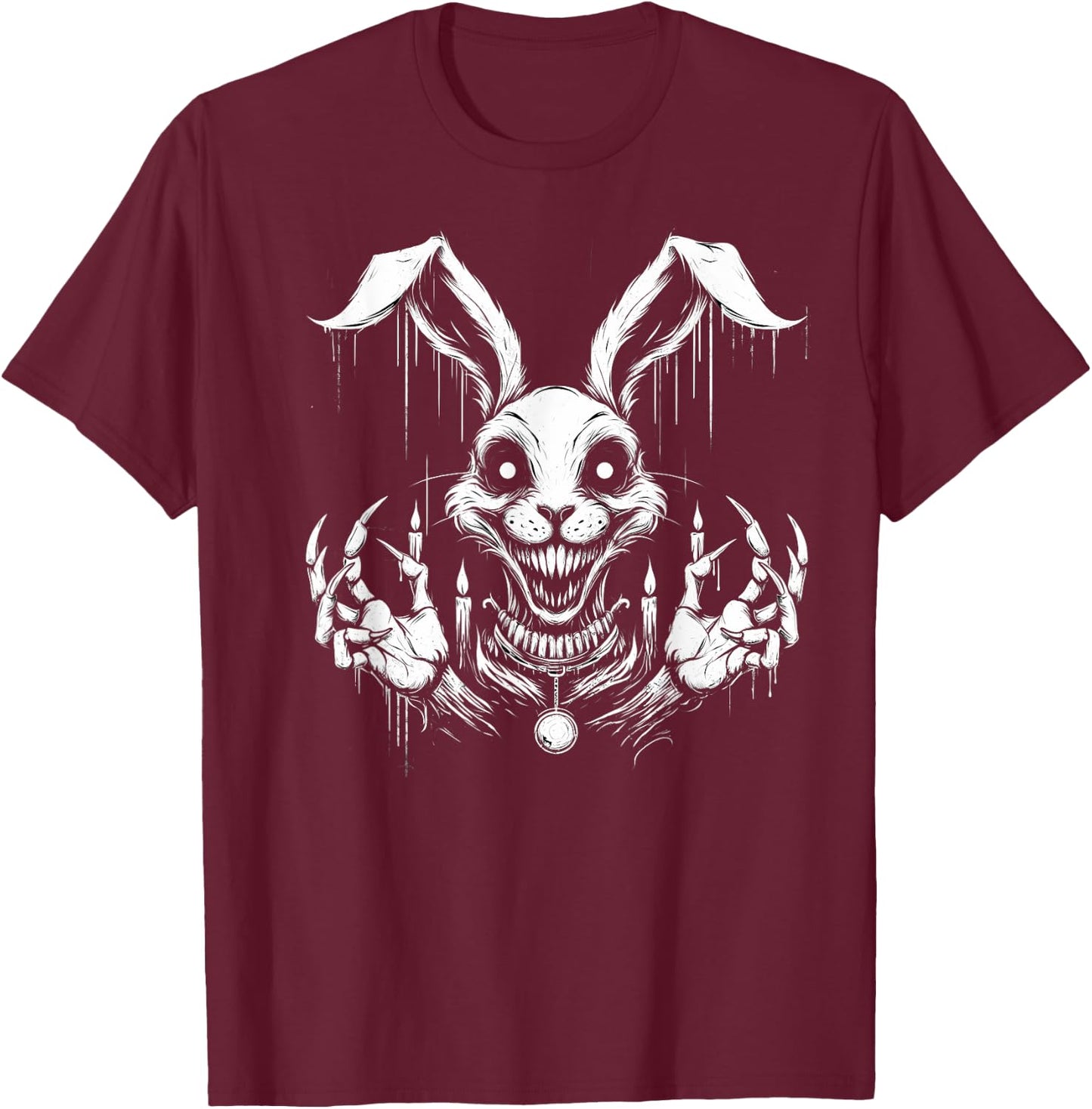Creepy Goth Rabbit, Horror Bunny, Weirdcore Rabbit T-Shirt - T-Shirt | Maroon