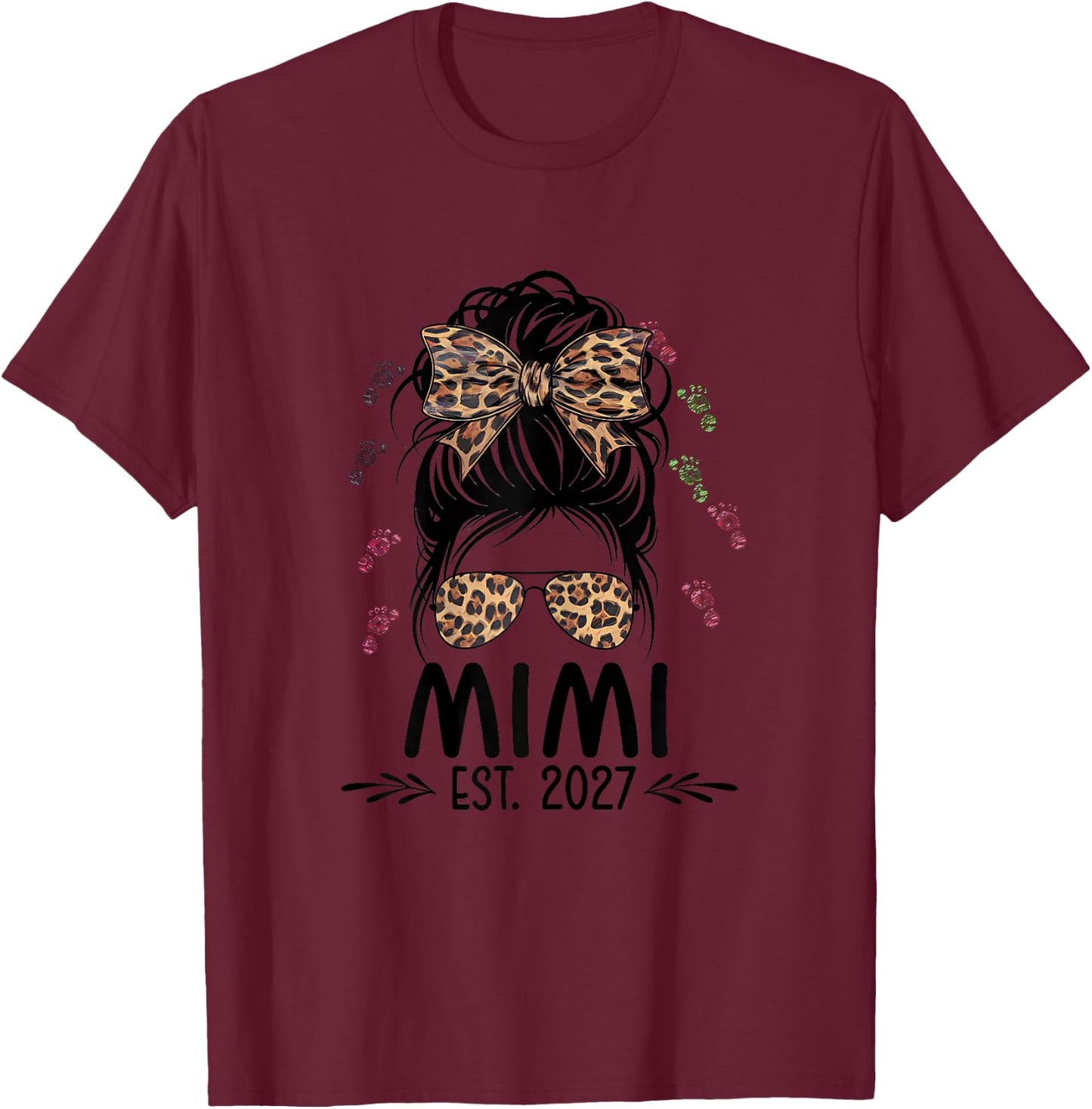 Promoted to Mimi Est 2027 Soon to be Mimi Mothers Day T-Shirt - T-Shirt | Maroon