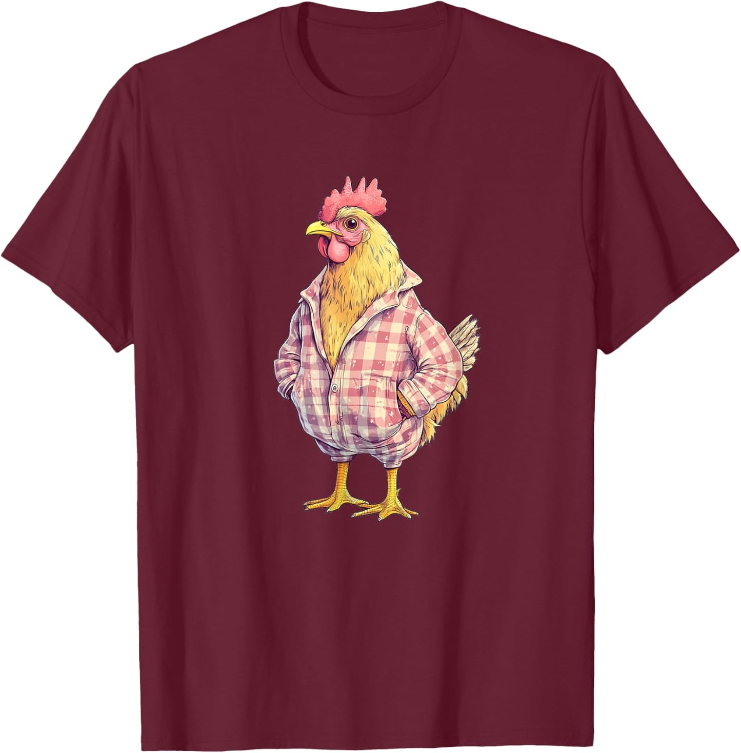 Sleepy Chicken in Funny Pajama Mode Outfit T-Shirt - T-Shirt | Maroon