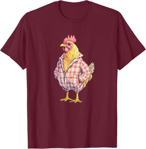 Sleepy Chicken in Funny Pajama Mode Outfit T-Shirt - T-Shirt | Maroon