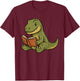 T-Rex Dinosaur Reading Book Nerd T-Shirt - T-Shirt | Maroon