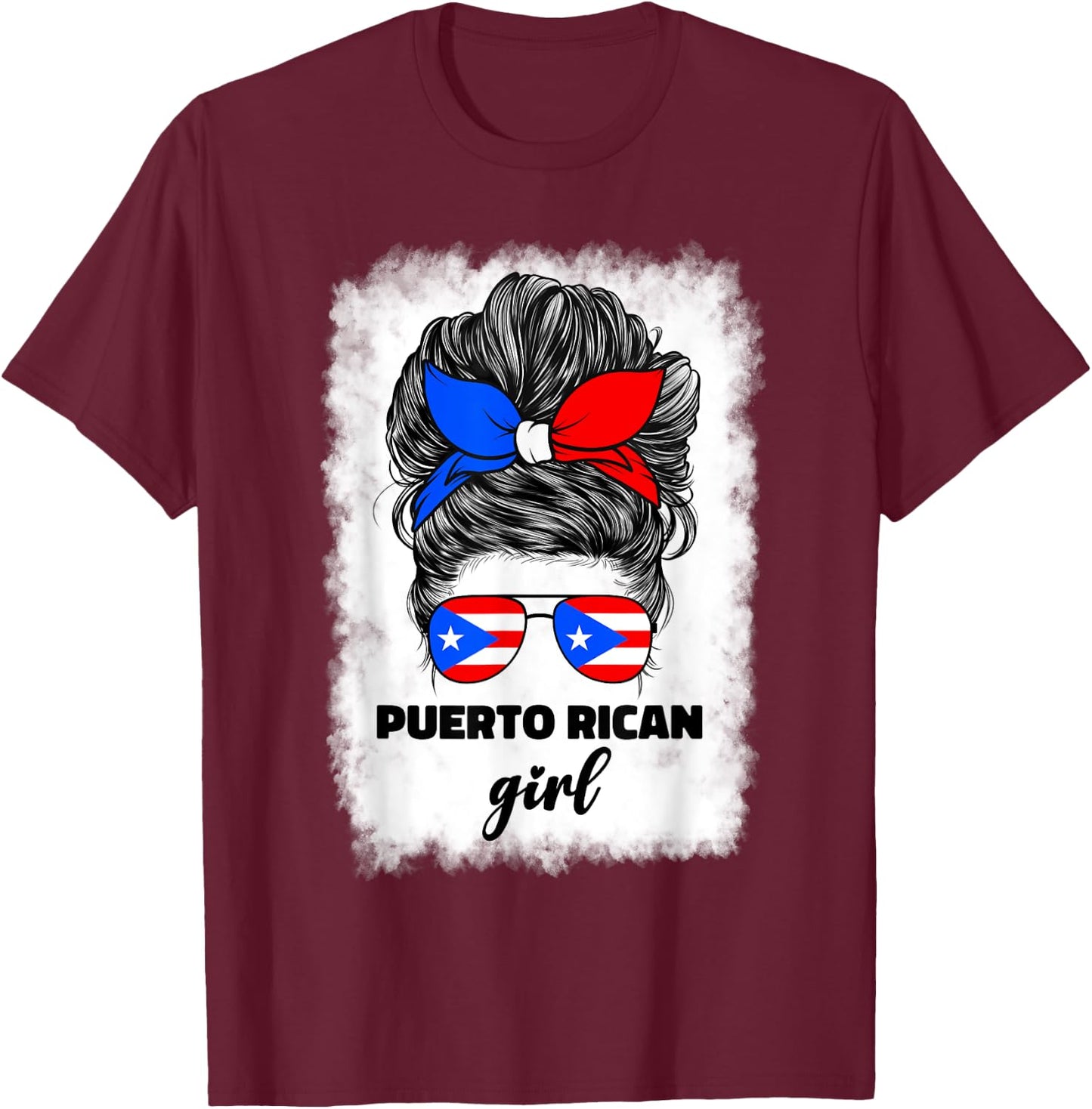 Puerto Rican Girl Cute Boricua Puerto Rico PR Flag T-Shirt - T-Shirt | Maroon