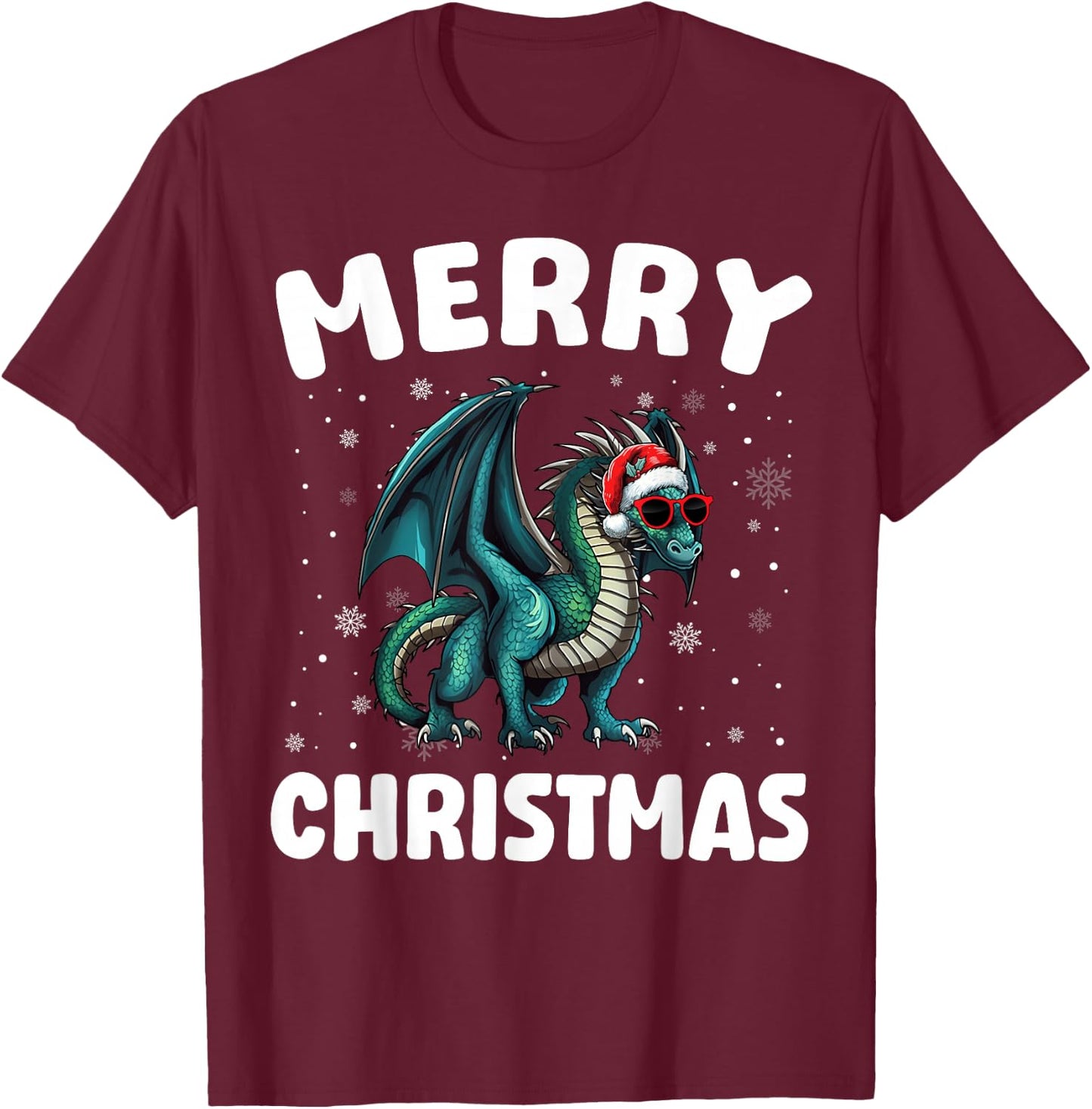 Merry Christmas Dragon Merry Xmas Funny Boy Girl Kids T-Shirt - T-Shirt | Maroon