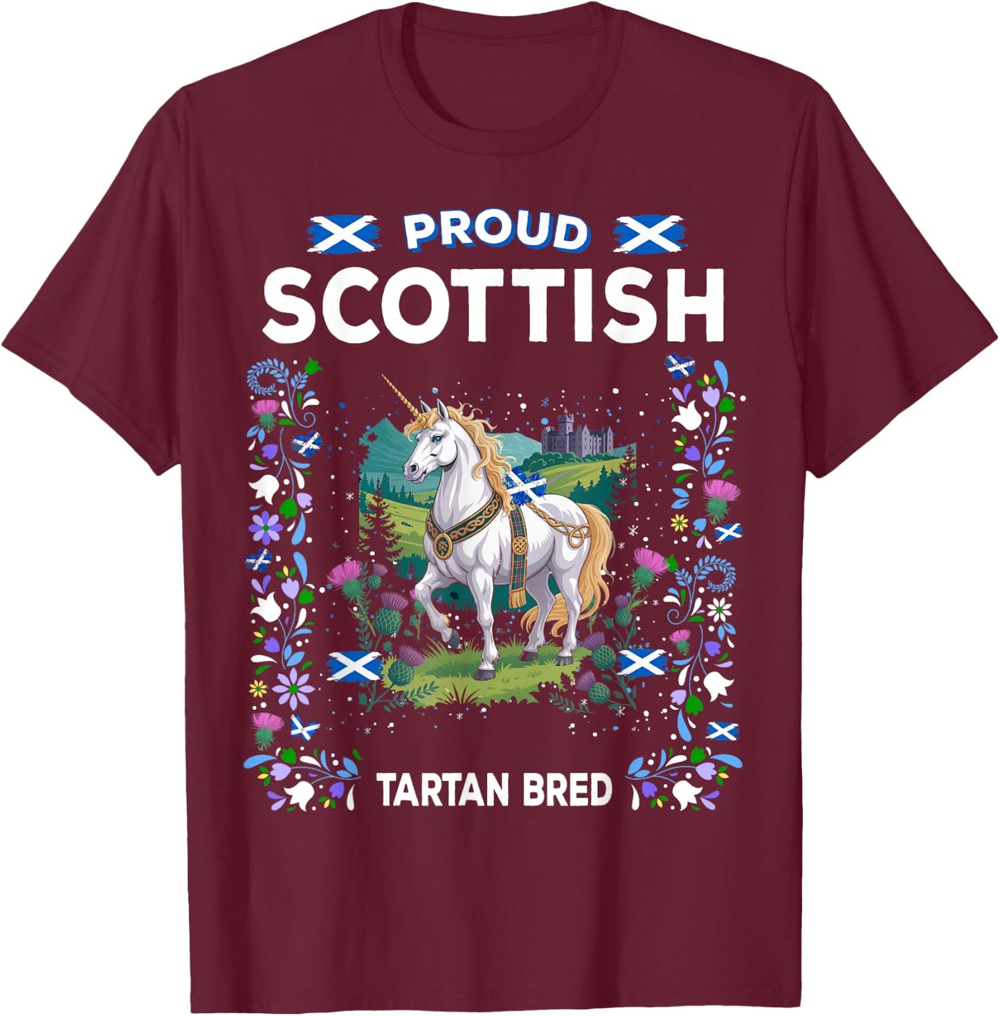 Scottish Unicorn Flag Costume Idea For Kids Scotland Unicorn T-Shirt - T-Shirt | Maroon