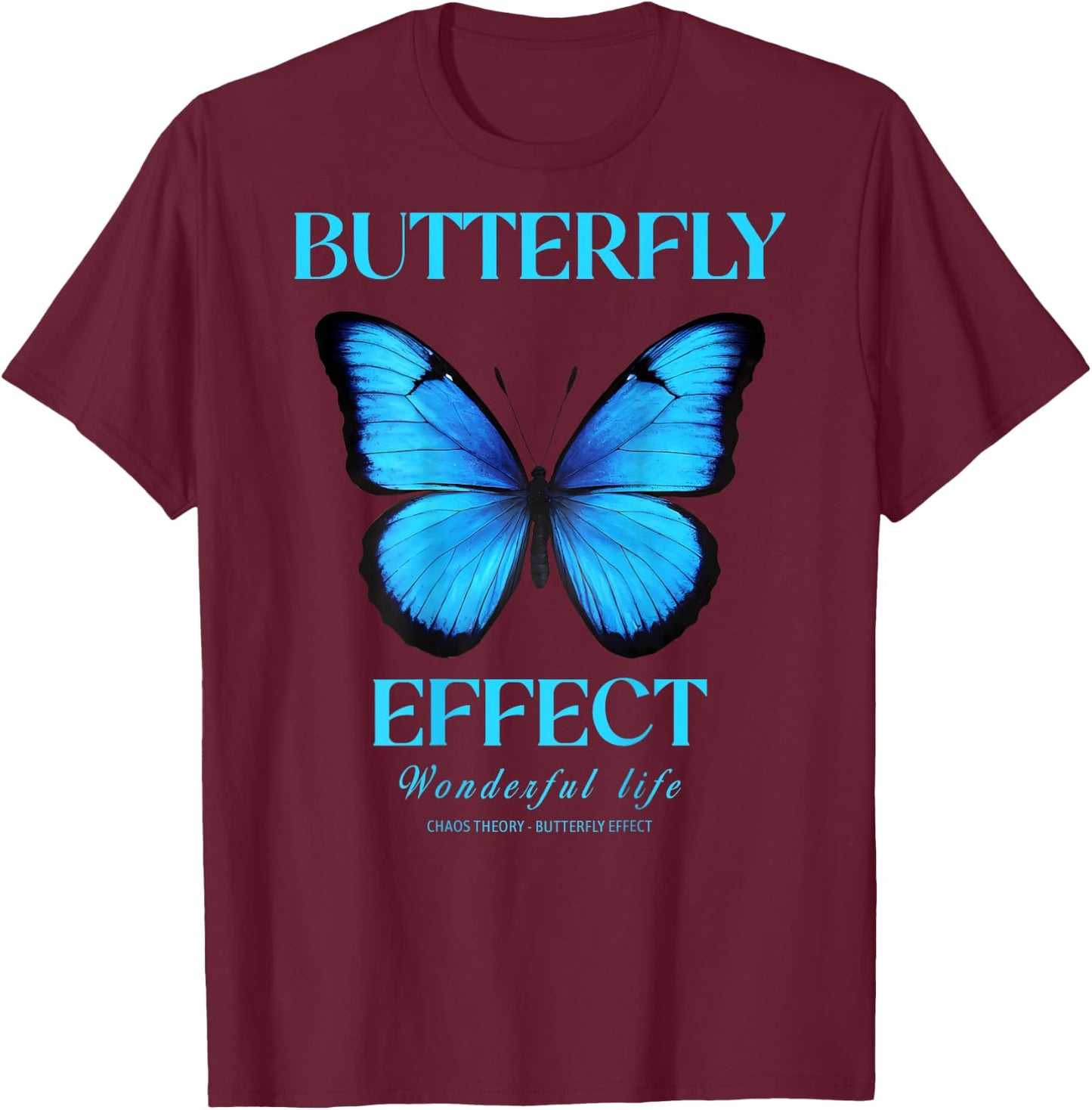 Butterfly Effect Backprint Techno Festival Tekk , black T-Shirt - T-Shirt | Maroon