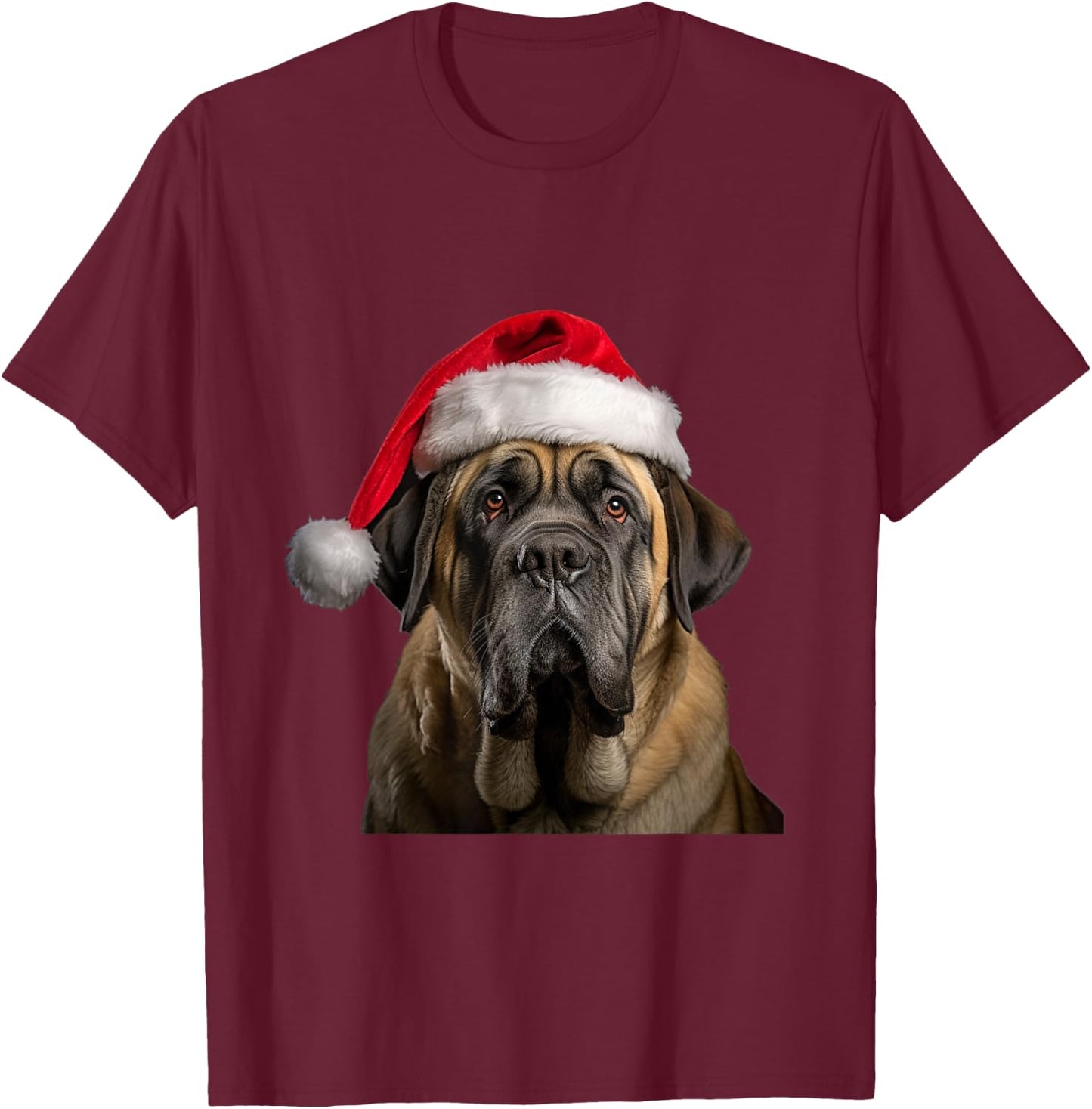 Christmas English Mastiff - English Mastiff Christmas T-Shirt - T-Shirt | Maroon