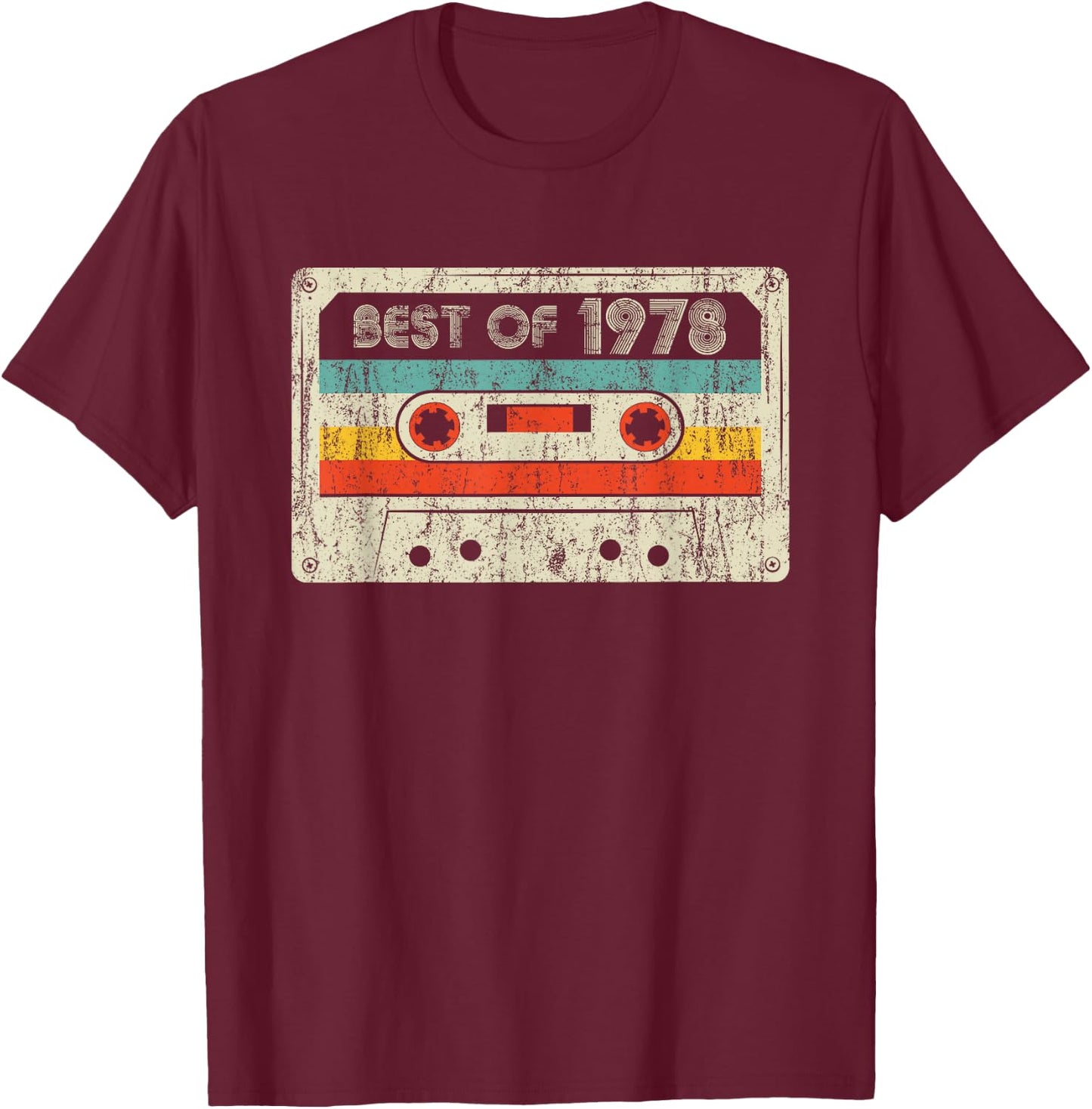 Best Of 1978 Classic Birthday Yrs 1978 Cassette Tape Vintage T-Shirt - T-Shirt | Maroon