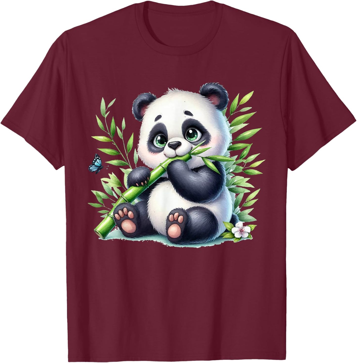 Watercolor Panda T-Shirt - T-Shirt | Maroon