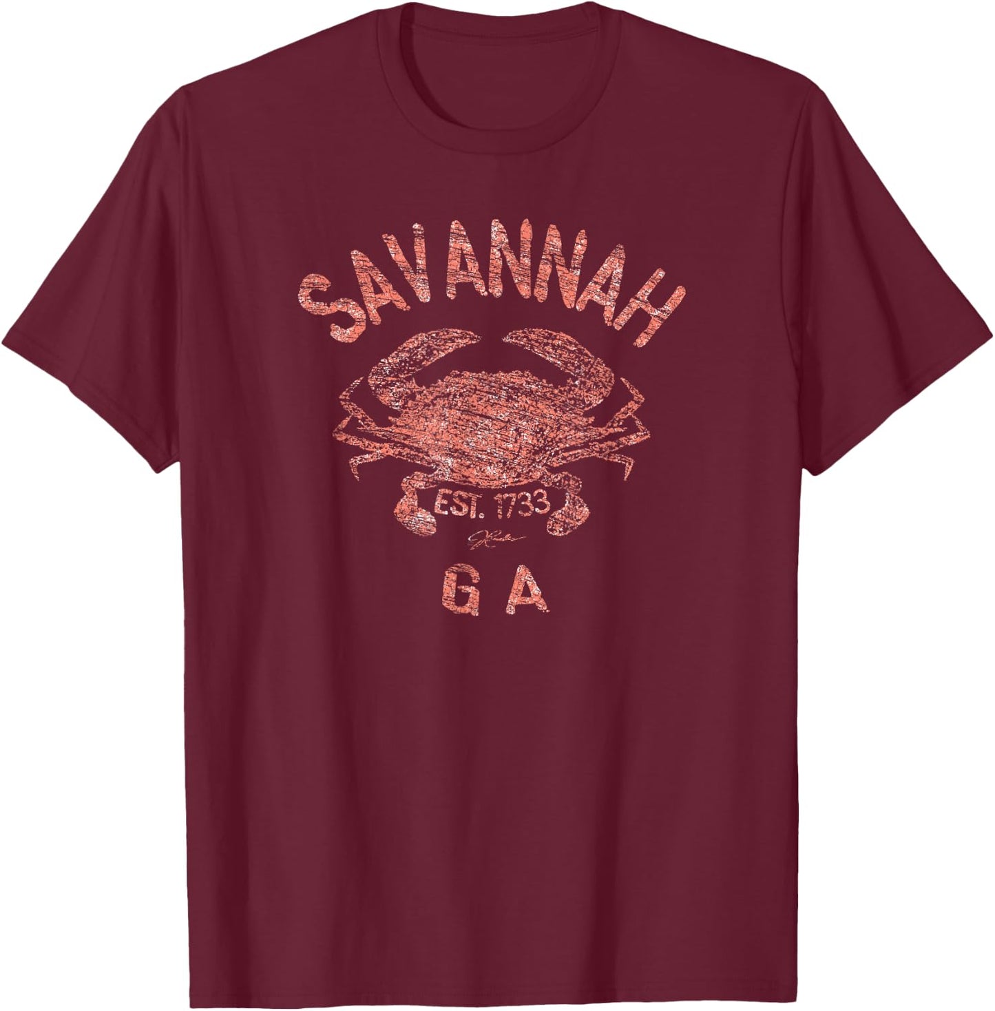 JCombs: Savannah, GA, Atlantic Blue Crab T-Shirt - T-Shirt | Maroon