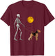 Airedale Terrier Skeleton Dog Walking Halloween Costume T-Shirt - T-Shirt | Maroon
