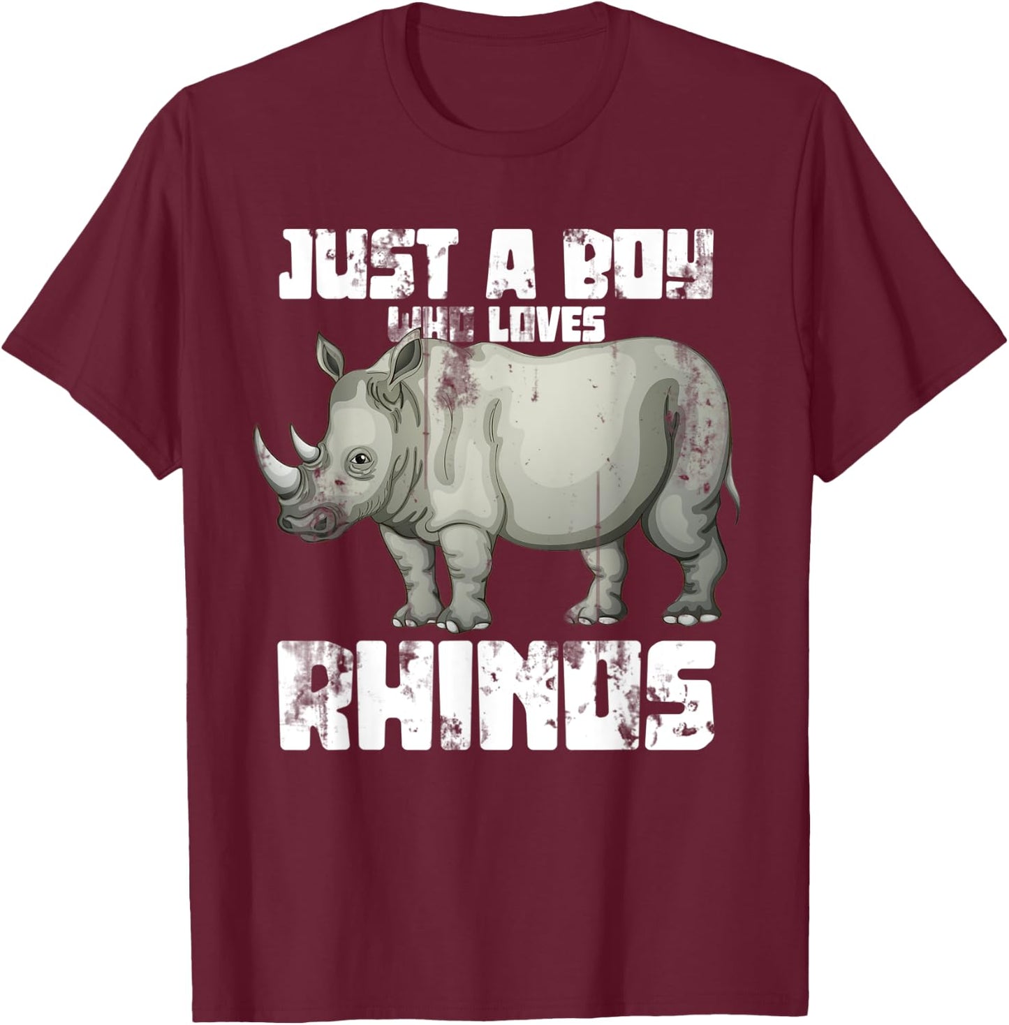 Just A Boy Who Loves Rhinos T-Shirt - T-Shirt | Maroon