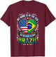 Brazilian American Flag Heritage Roots Love Brazil USA T-Shirt - T-Shirt | Maroon