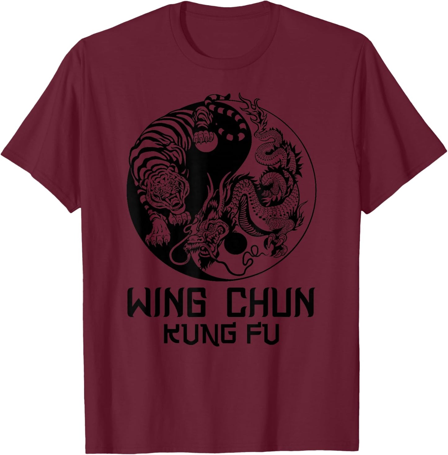 Wing Chun ying yang tiger dragon T-Shirt - T-Shirt | Maroon