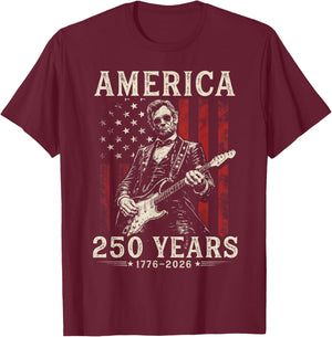 Vintage Abraham Lincoln Abe Lincoln Playing Guitar 250 Years T-Shirt - T-Shirt | Maroon