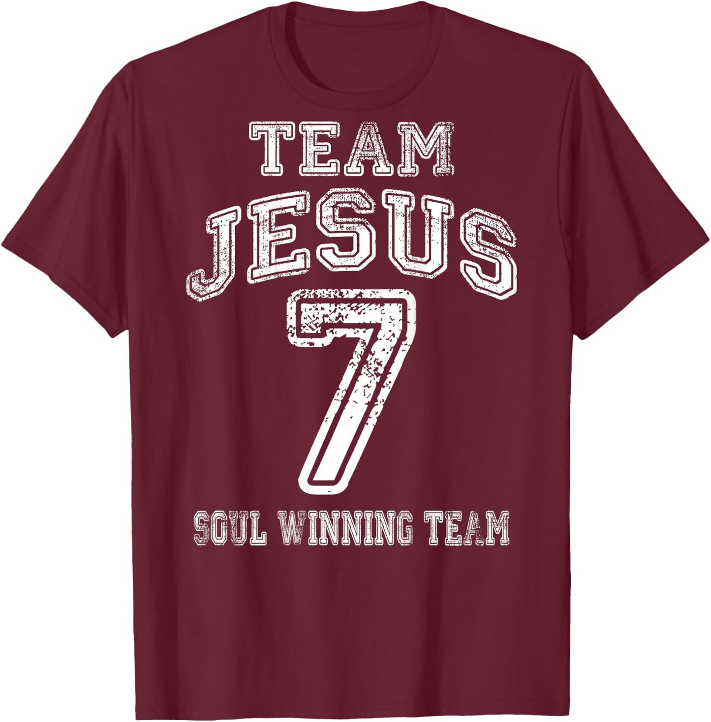 Faith Shirts By No1 - Christliche - Schwarz, S - Kurzarm - Team Jesus - Glaube Shirt Rückseite T-Shirt - T-Shirt | Maroon