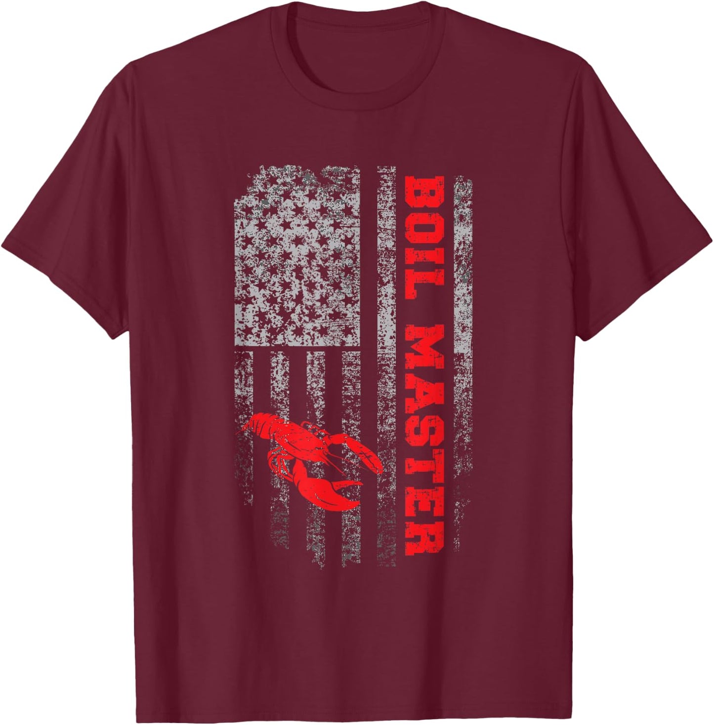 Boil Master Crawfish American Flag Crawdaddy Crayfish T-Shirt - T-Shirt | Maroon