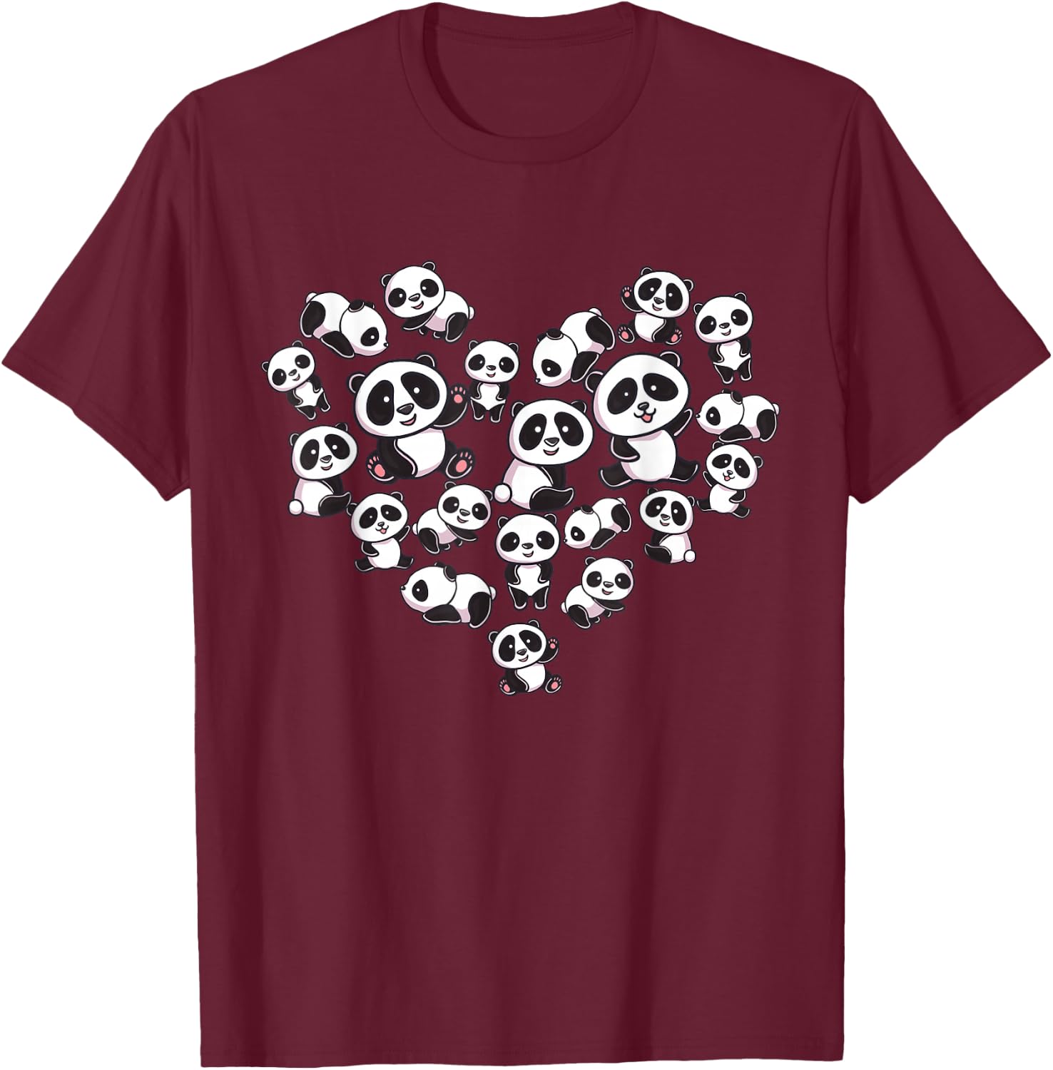 Panda Shirt Cute Panda Panda Bear Lover Heart Gifts T-Shirt - T-Shirt | Maroon