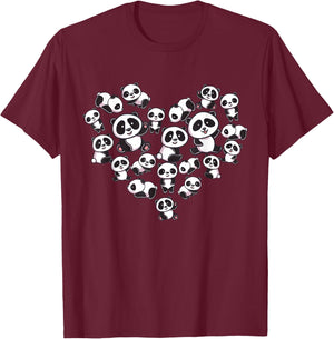 Panda Shirt Cute Panda Panda Bear Lover Heart Gifts T-Shirt - T-Shirt | Maroon