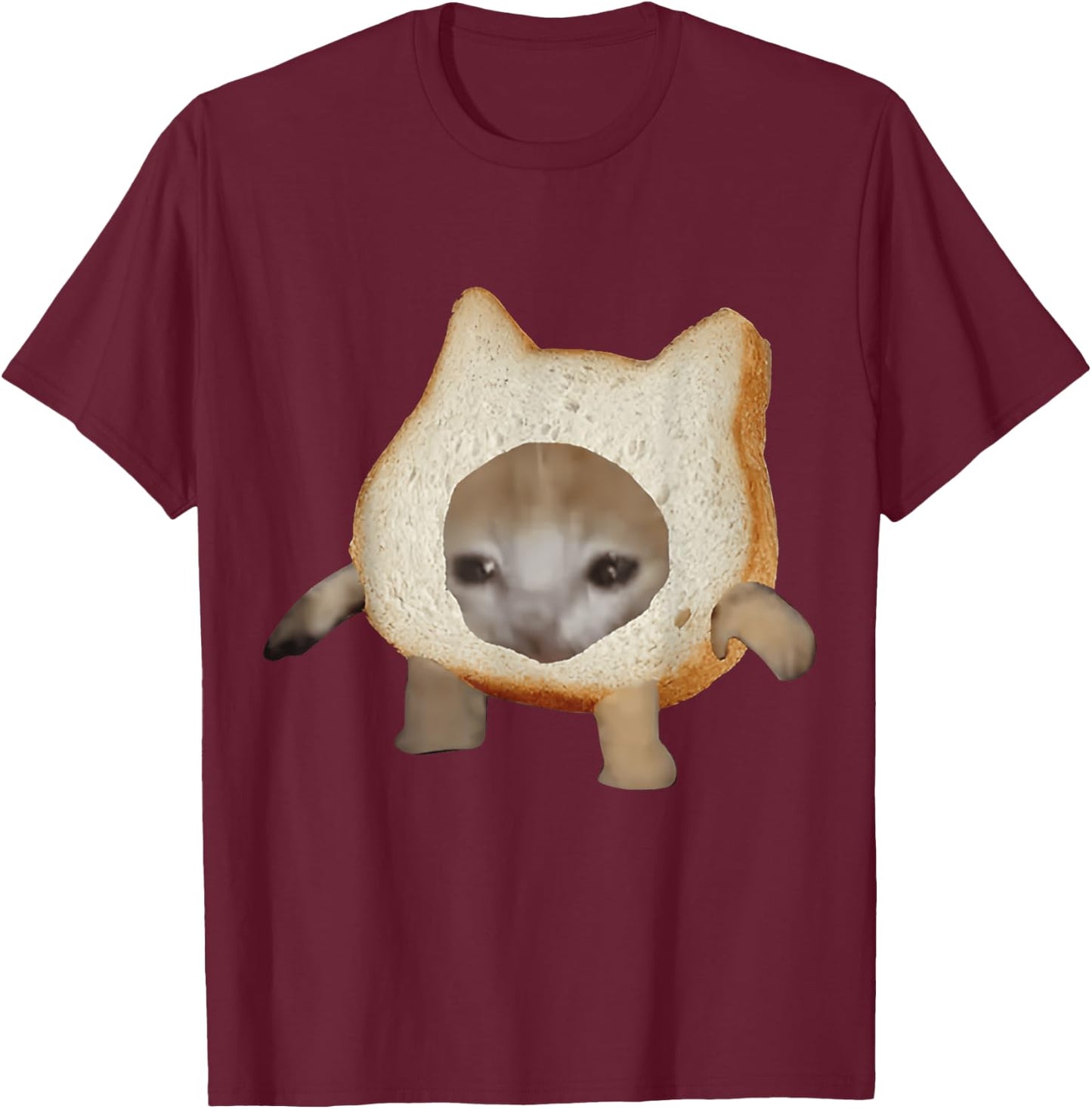 Bread Cat Meme T-Shirt - T-Shirt | Maroon