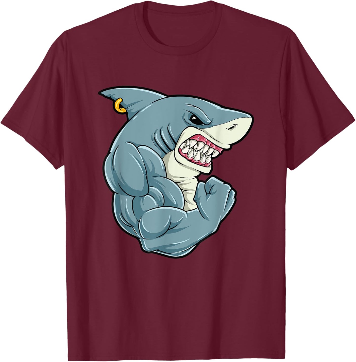 Shark At The Gym - Training Fitness Bodybuilding Health T-Shirt - T-Shirt | Maroon