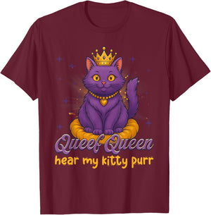 Funny Queef Queen Cat Inappropriate Dirty Adult Humor Jokes T-Shirt - T-Shirt | Maroon