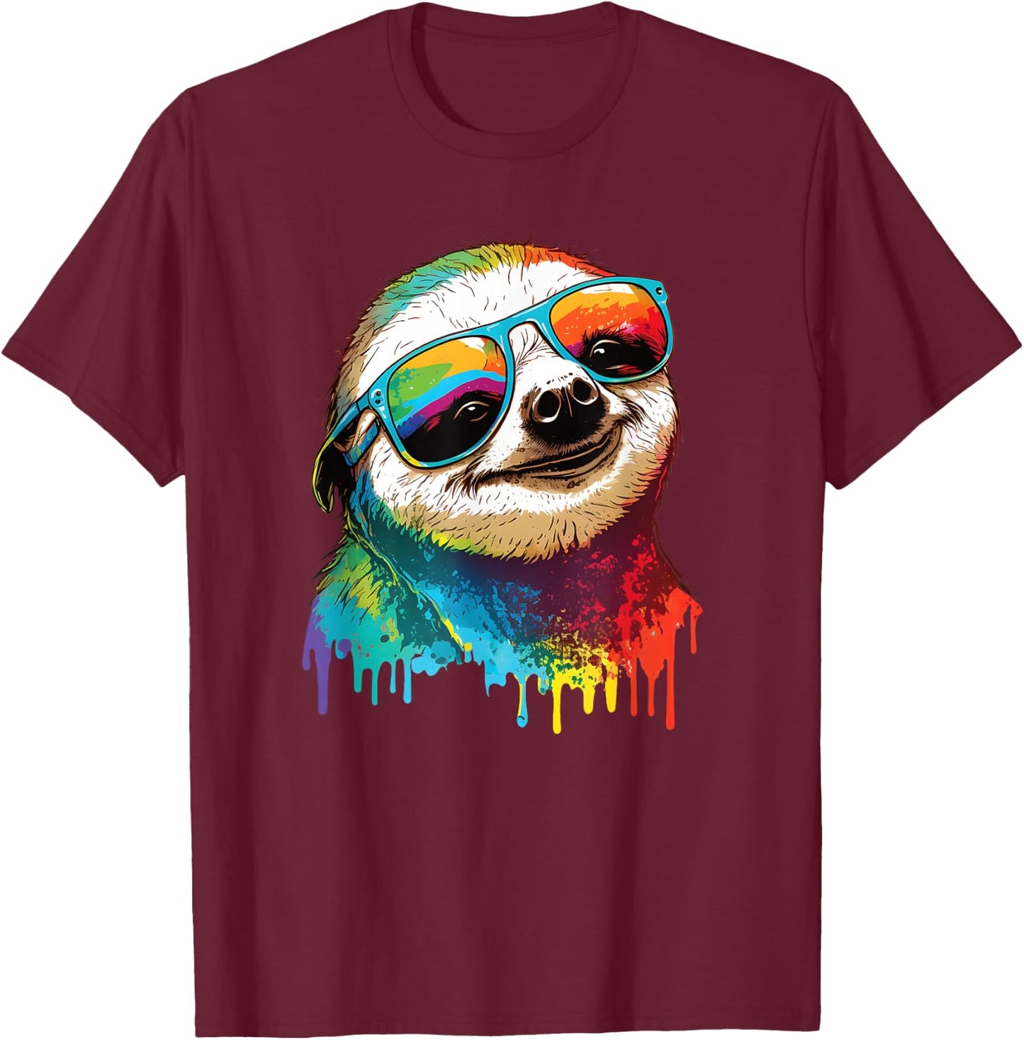 Sloth Colorful Sloth Outfit Sloth Lover T-Shirt - T-Shirt | Maroon