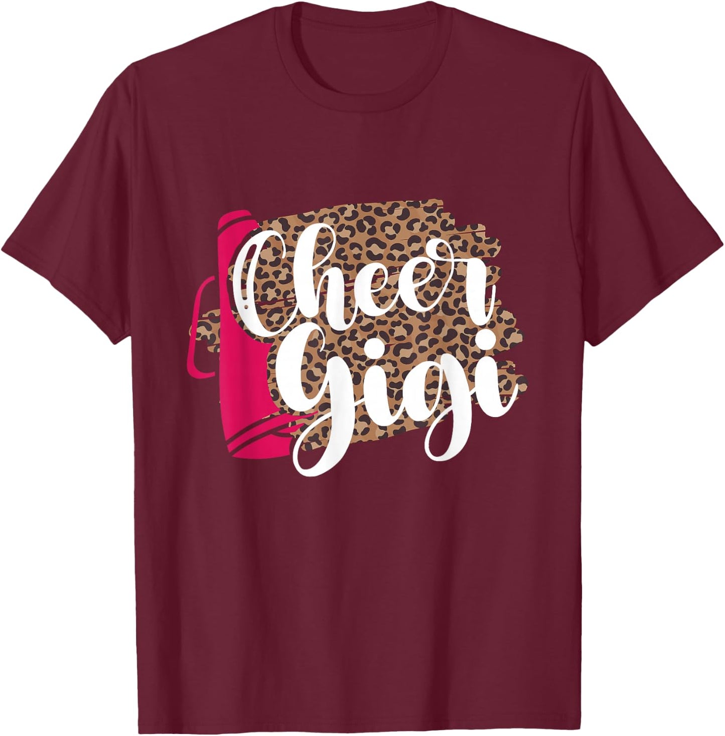 Cheer Gigi Leopard Cheerleading Gigi Of A Cheerleader Gigi T-Shirt - T-Shirt | Maroon