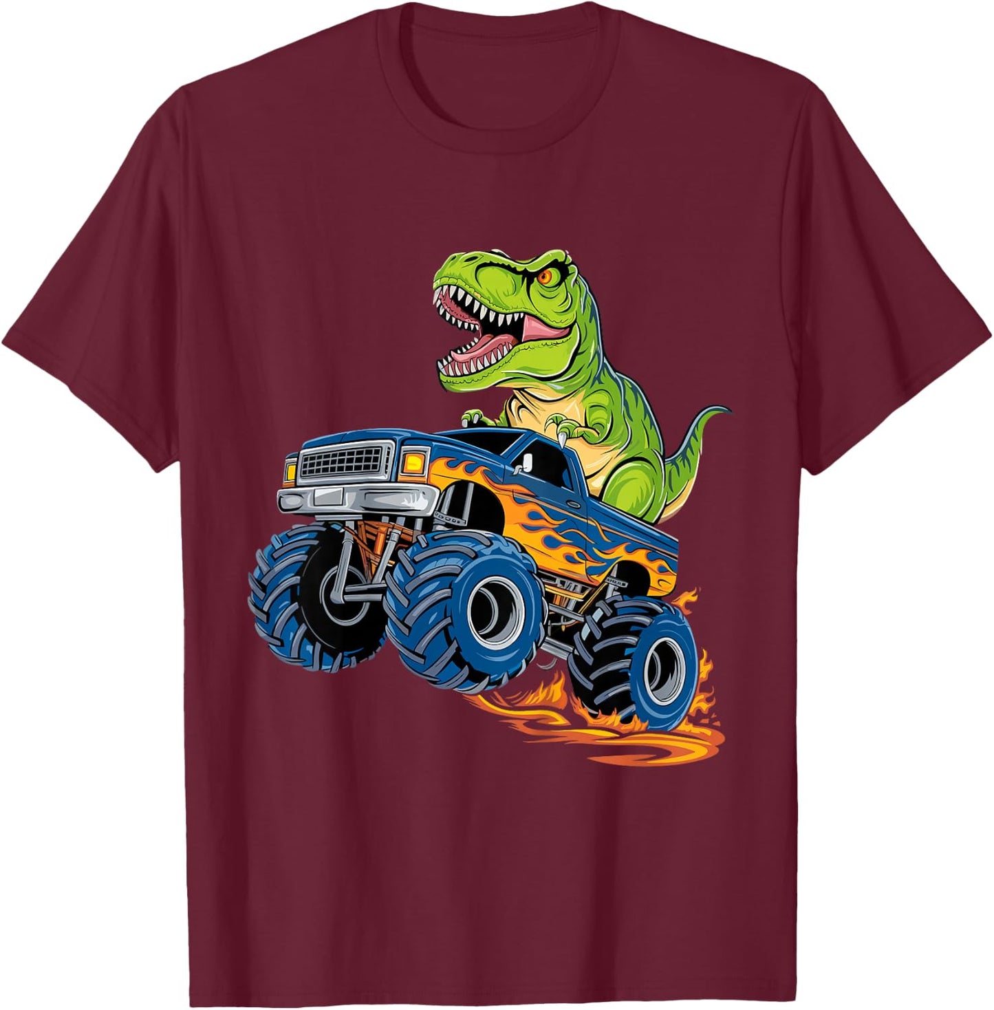 Monster Truck Dinosaur T-Shirt - T-Shirt | Maroon