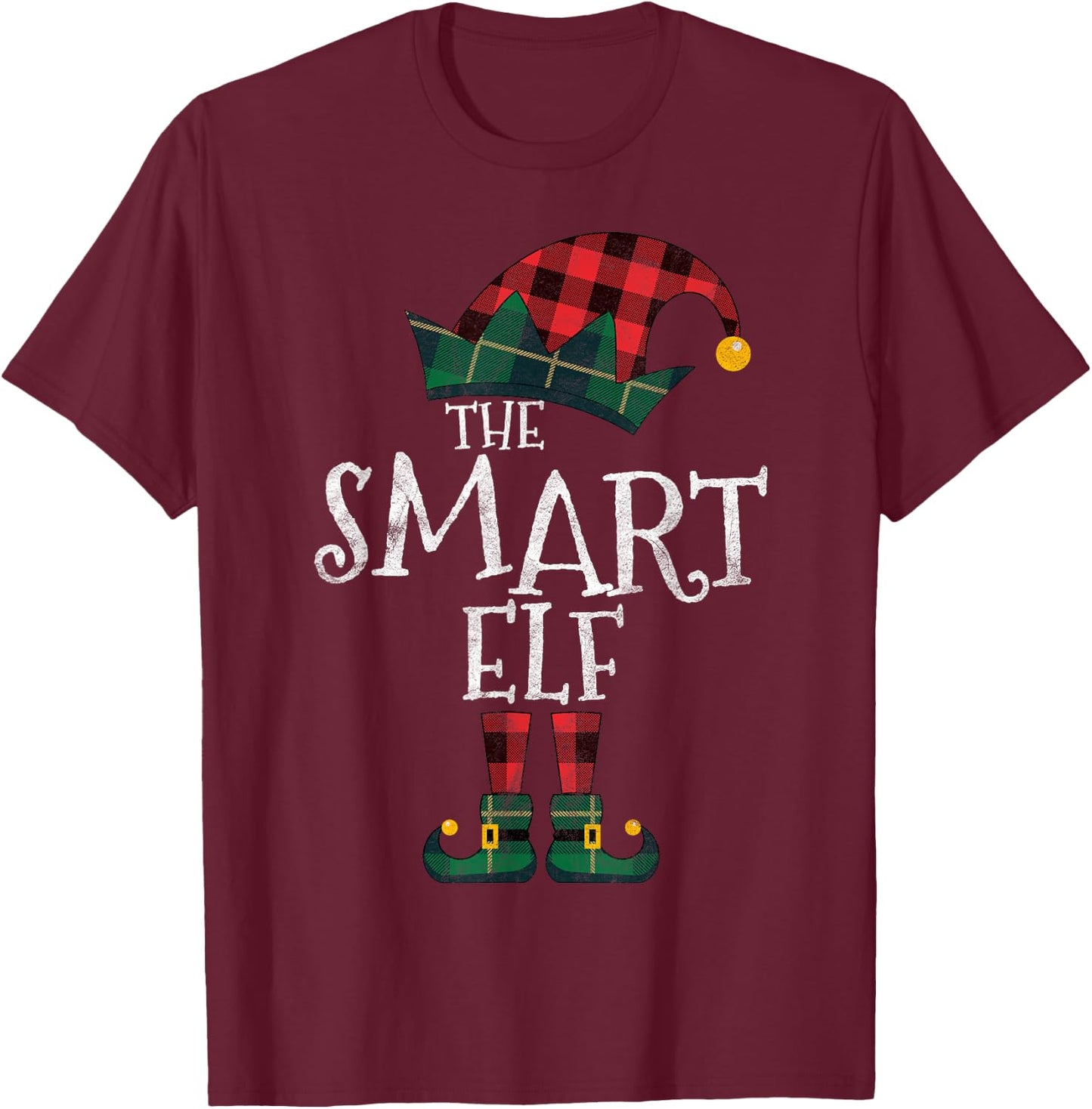 The Smart Elf Matching Family Group Gift Funny Christmas T-Shirt - T-Shirt | Maroon