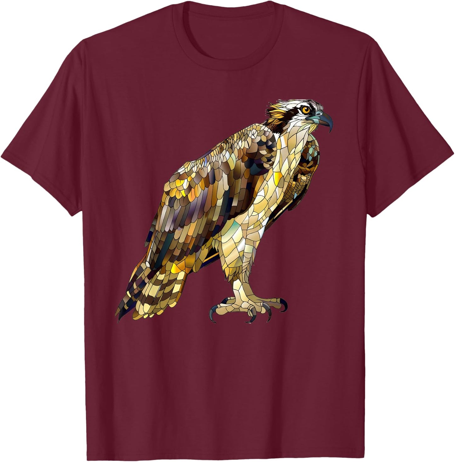 Osprey Bird Stained Glass T-Shirt - T-Shirt | Maroon