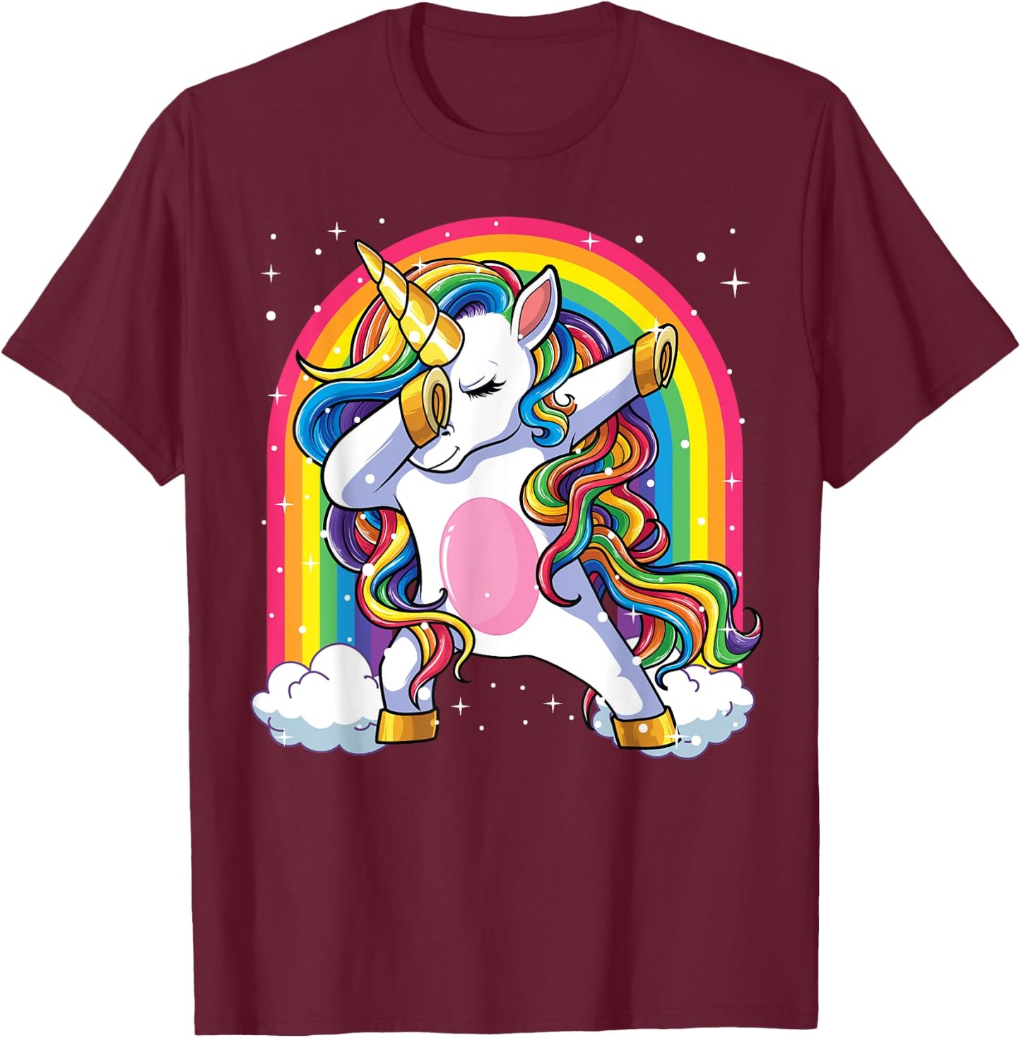 Dabbing Unicorn Shirt Girls Kids Unicorns Women Rainbow T-Shirt - T-Shirt | Maroon