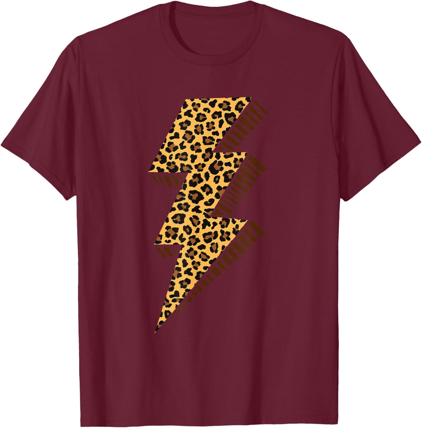 Cheetah Thunder Bolt Leopard Lightning Bolt T-Shirt - T-Shirt | Maroon