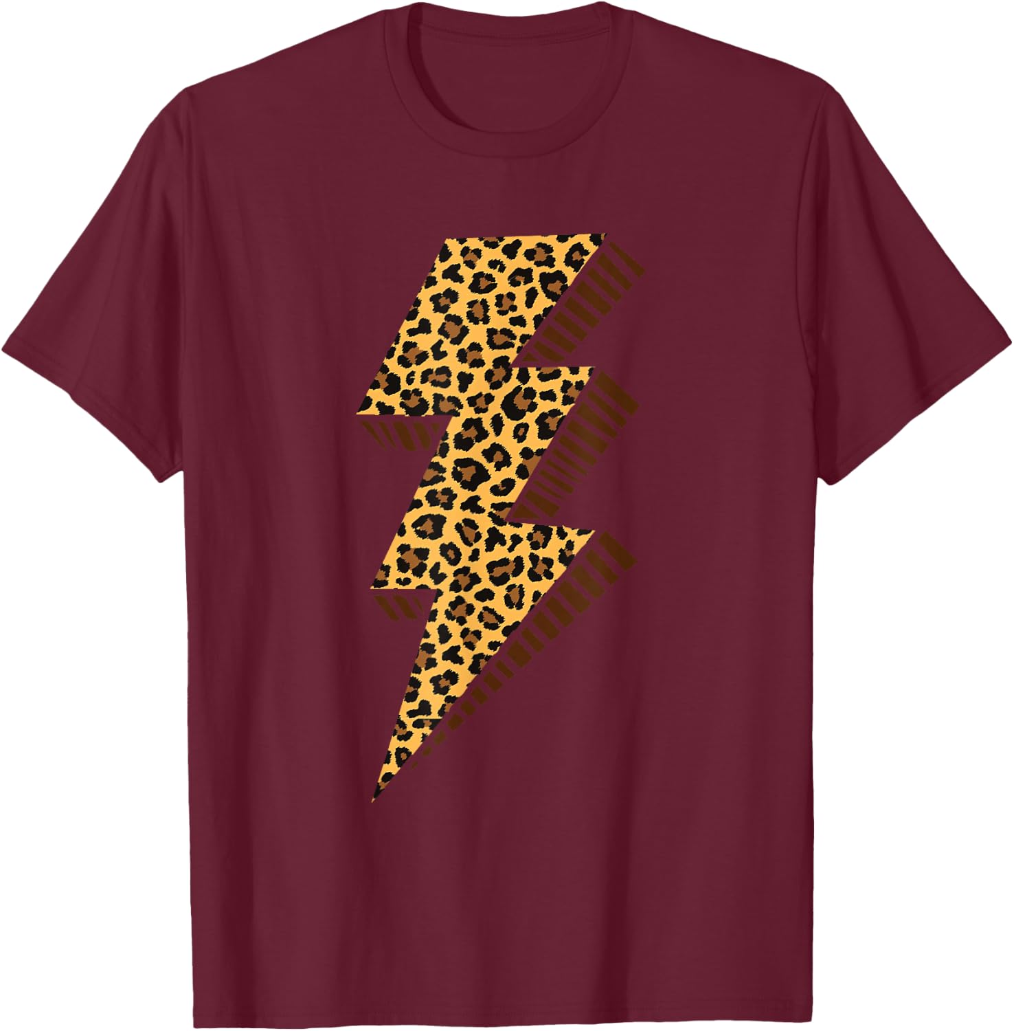 Cheetah Thunder Bolt Leopard Lightning Bolt T-Shirt - T-Shirt | Maroon