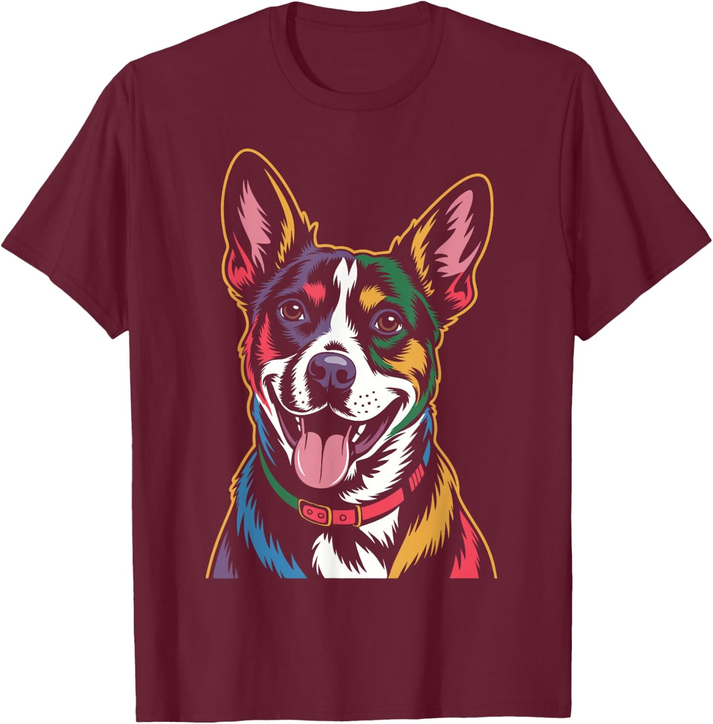 Colorful Jack Russell Terrier T-Shirt - T-Shirt | Maroon