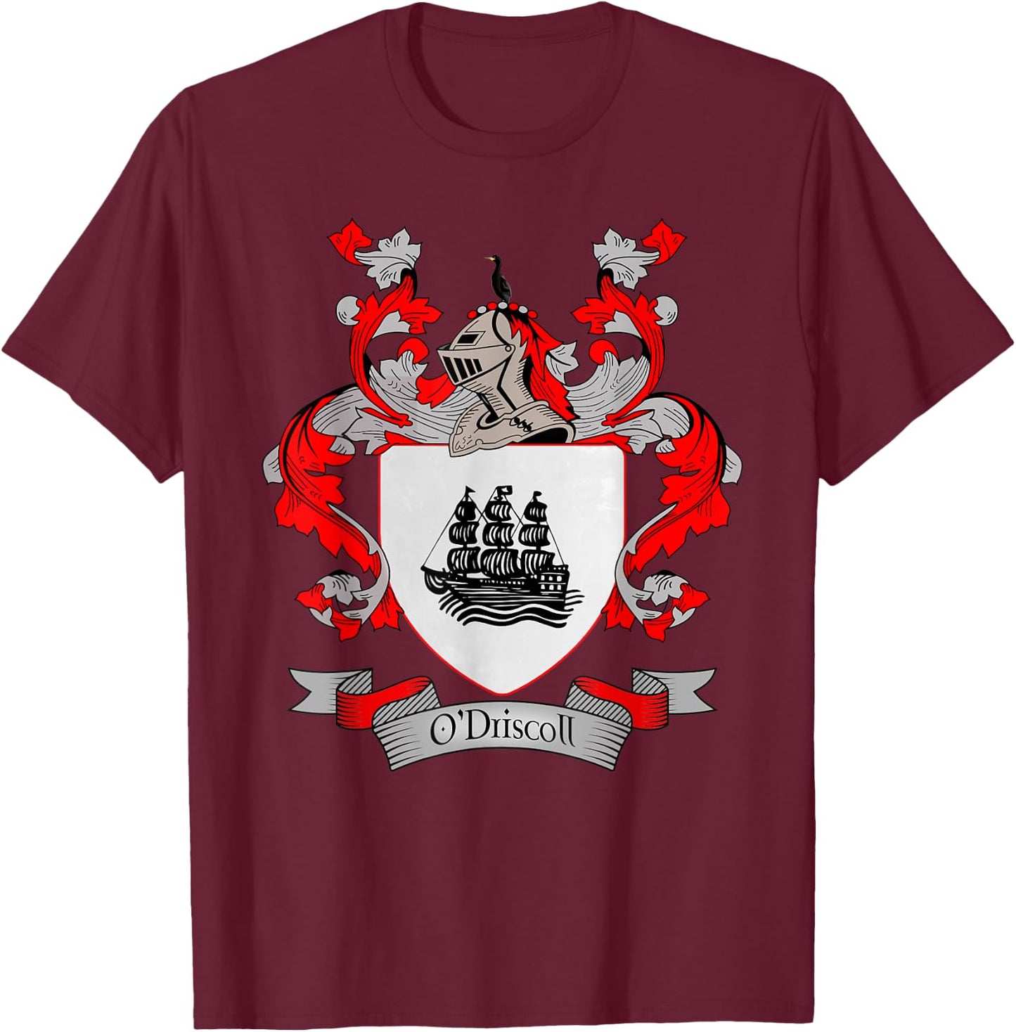 O'Driscoll Coat of Arms | O'Driscoll Surname Family Crest T-Shirt - T-Shirt | Maroon